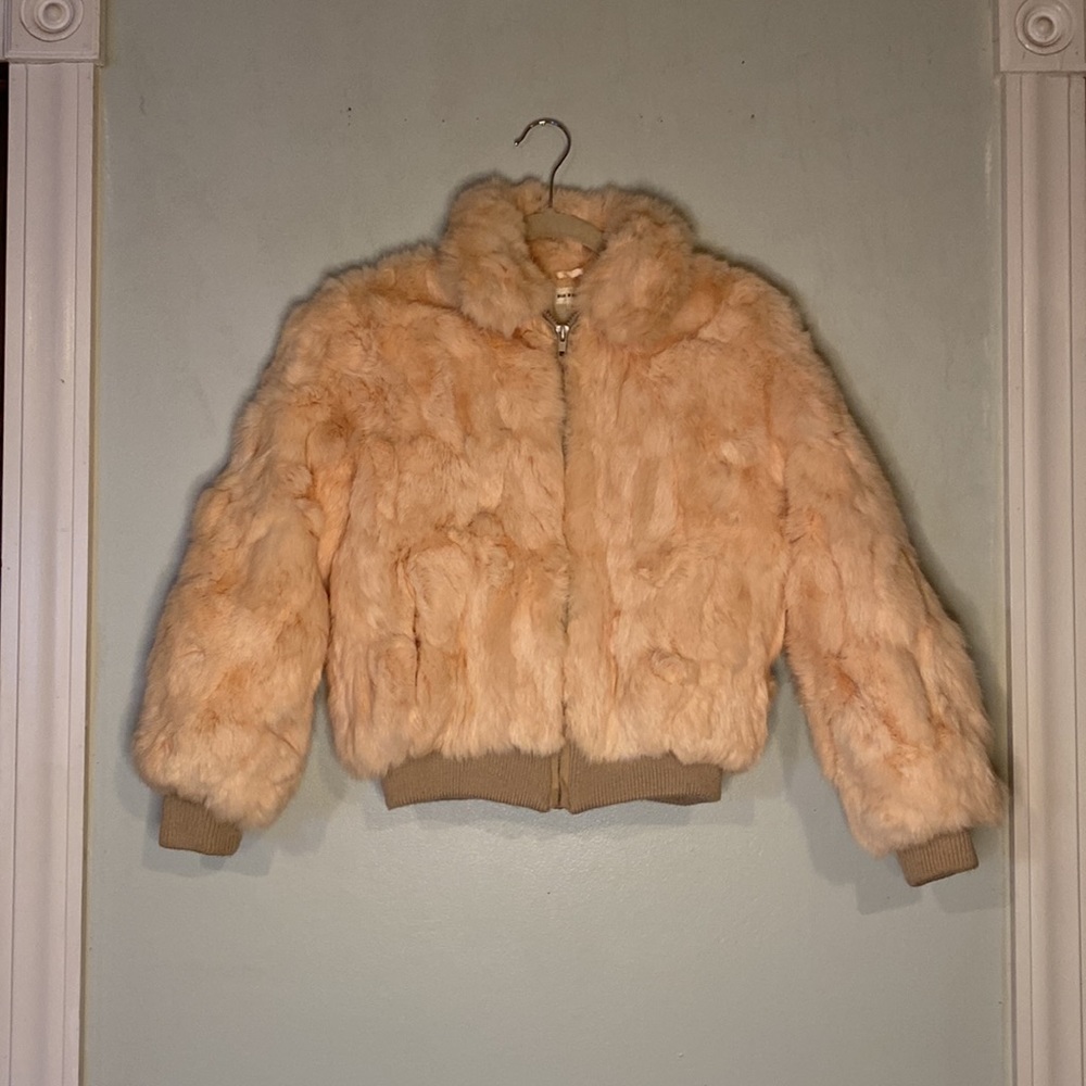 Beautiful Dyed Rabbit Fur Girls Winter Zip Up Jacket-Size 14